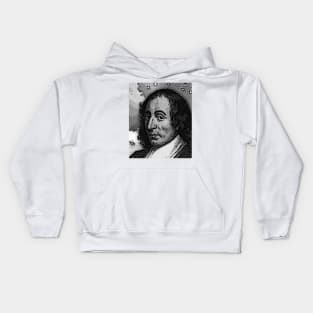 Blaise Pascal Black And White Portrait | Blaise Pascal Artwork Kids Hoodie